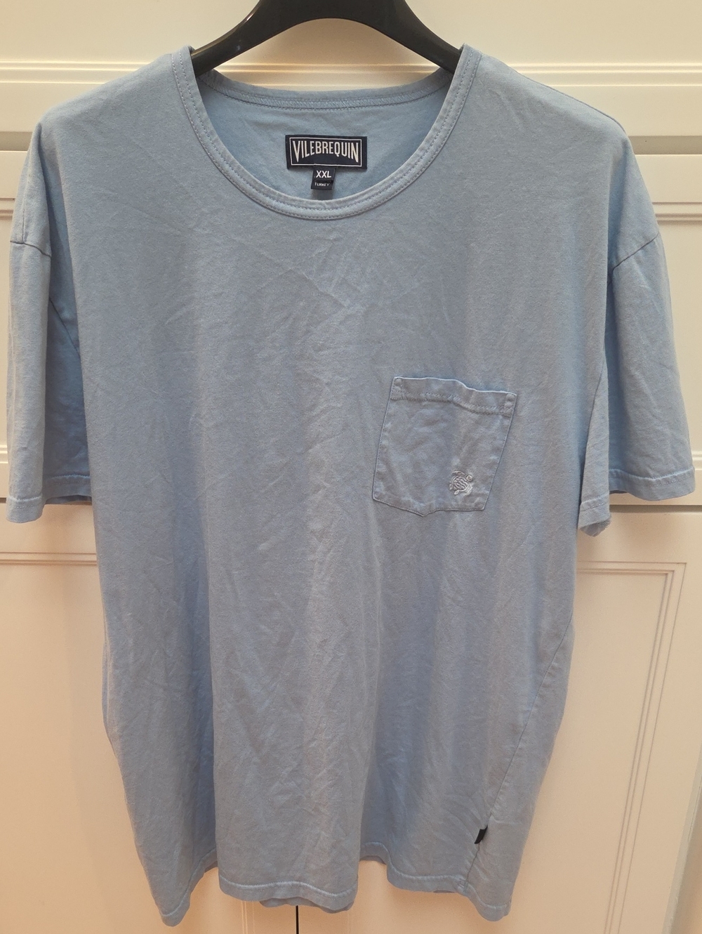 Vilebrequin Men's Light Blue Short-Sleeve Pocket 100% Cotton T-Shirt (XXL)